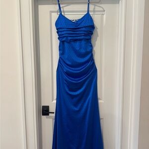 Rhinestone Blue Prom Dress